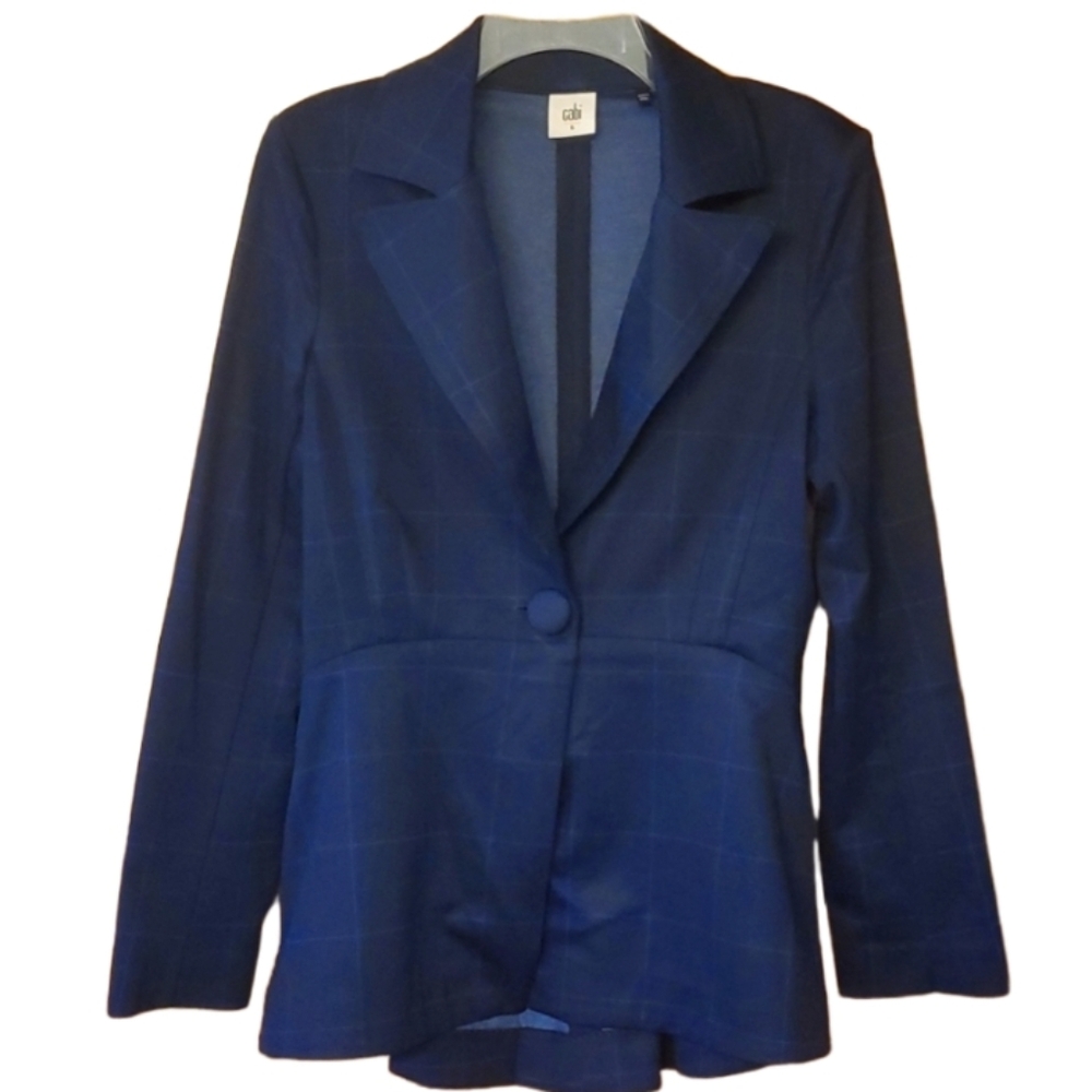 CAbi #5475‎ Sunset Kiss Plaid Blue Blazer Jacket Size 6